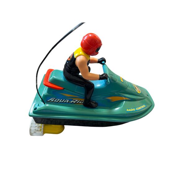 Vintage Jet Ski;  AQUA RIDER w/ Remote; Original Box from K.B. Toys, Teal; 80's - Picture 2 of 15